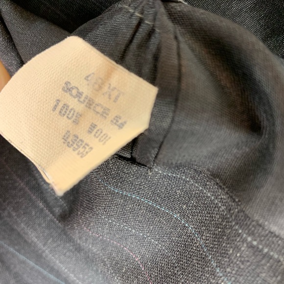 OAKTON LTD VINTAGE PINSTRIPE BLAZER Charcoal Gray 100% Wool Size 48XT Two Button - Picture 5 of 10